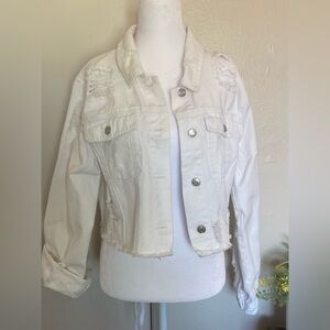 Women's White Jean Jacket Size Large‎
